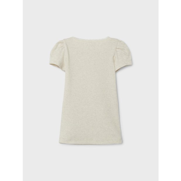 name it Basic T-Shirt Spitze natur melange
