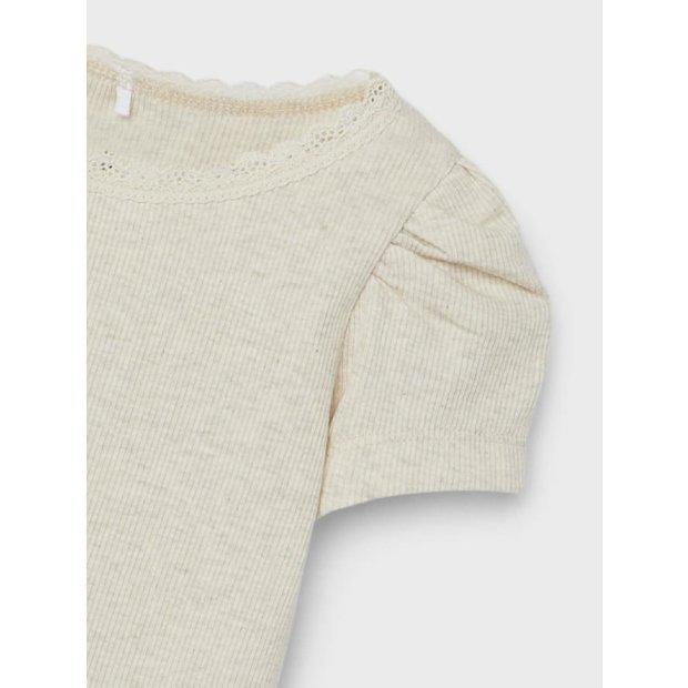 name it Basic T-Shirt Spitze natur melange