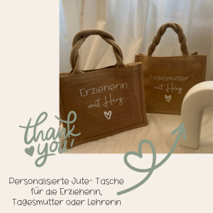 Jute Tasche Mini Erzieherin, Tagesmutter, Lehrerin mit...