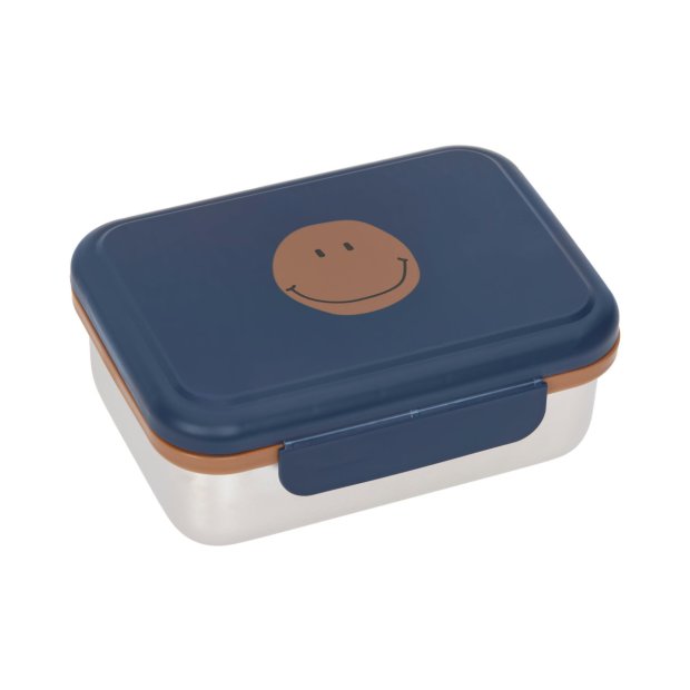 Lässig Brotdose Edelstahl blau Smiley