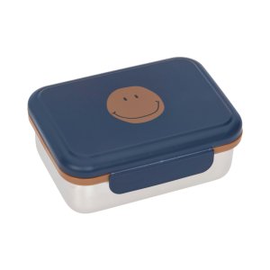 Lässig Brotdose Edelstahl blau Smiley