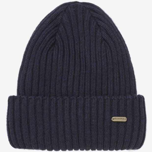 Minymo Strickmütze blau Wolle